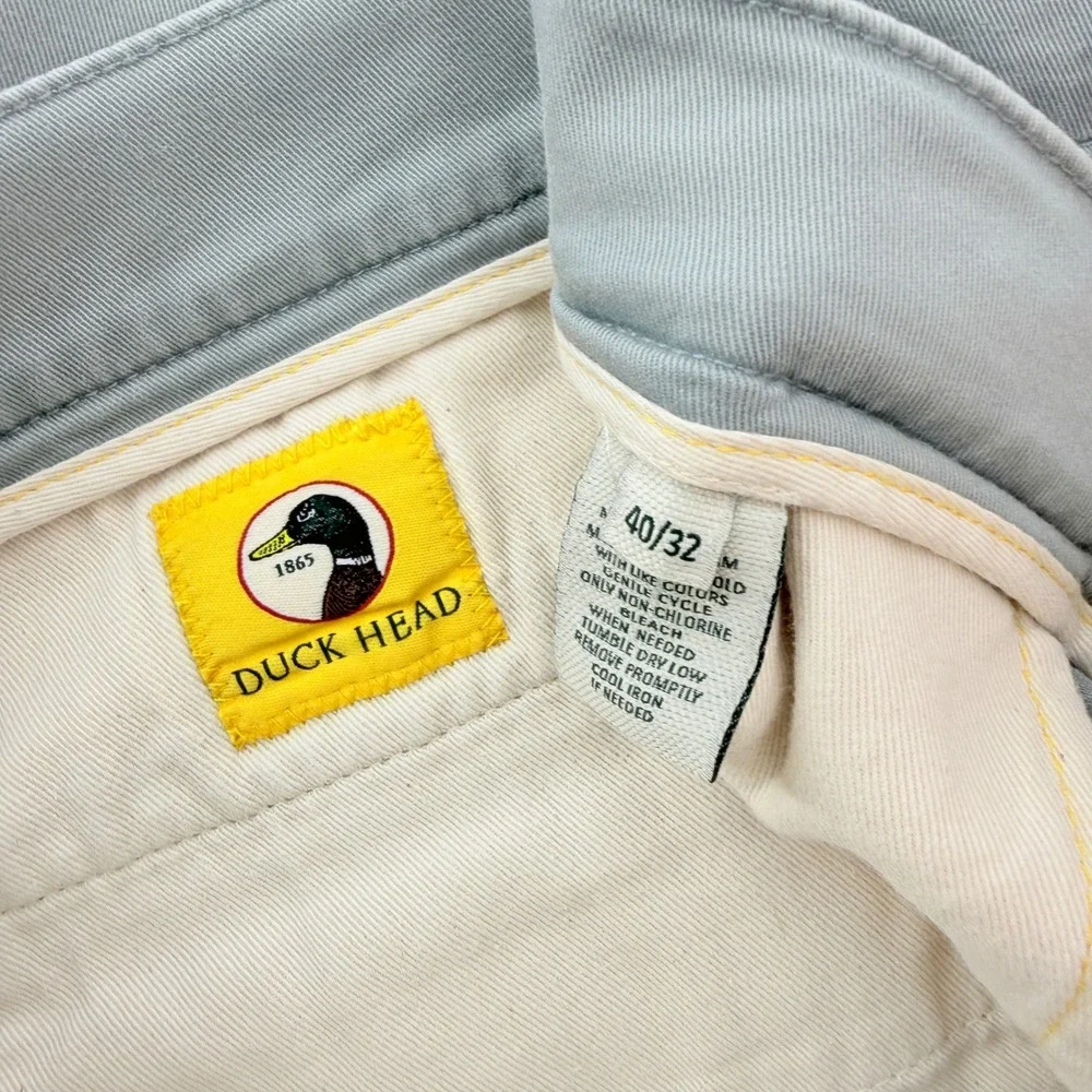 Duck‎ Head Mens Chino Pants Gray Flat Front Cotton Twill Trousers 40x26